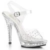 FABULICOUS FABULICIOUS LIP-108RS CLEAR RHINESTONE BODY FITNESS 5 INCH HIGH HEEL SHOES SIZE 7