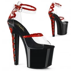 PLEASER LOVESICK-712 BLACK RED RIBBON 7 INCH HIGH HEEL PLATFORM SHOES SIZE 7