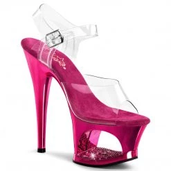 PLEASER MOON-708DMCH HOT PINK RHINESTONE 7 INCH HIGH HEEL PLATFORM SHOES SIZE 7