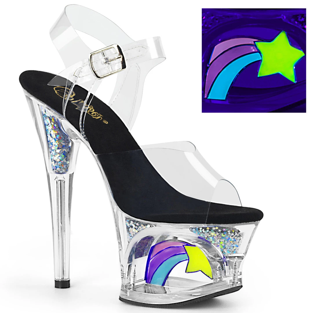 PLEASER MOON-708RSS SHOOTING STAR 7 INCH HIGH HEEL PLATFORM SHOES SIZE 7