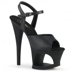 PLEASER MOON-709 BLACK MATTE 7 INCH HIGH HEEL PLATFORM SHOES SIZE 7