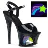 PLEASER MOON-709RSS BLACK SHOOTING STAR 7 INCH HIGH HEEL PLATFORM SHOES SIZE 7