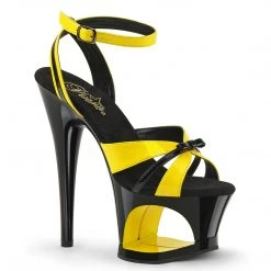 PLEASER MOON-728 YELLOW BLACK 7 INCH HIGH HEEL PLATFORM SHOES SIZE 6