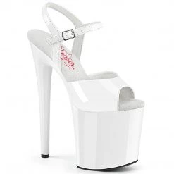 PLEASER NAUGHTY-809 WHITE 8 INCH HIGH HEEL PLATFORM SHOES SIZE 8