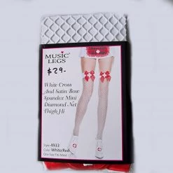 Shoes Of Hollywood CATIE NURSE COSTUME WHITE DRESS WITH MUSIC LEGS FISHNET STOCKINGS Costumes