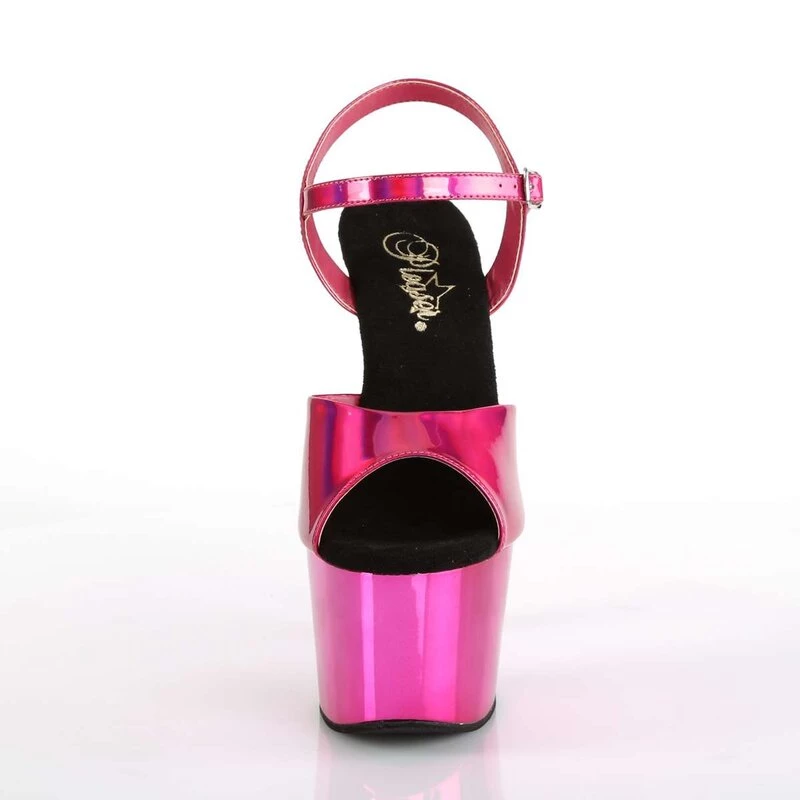 PLEASER ADORE-709HGCH HOT PINK CHROME 7 INCH HIGH HEEL PLATFORM SHOES SIZE 7