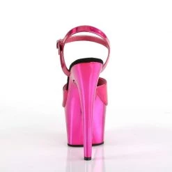 PLEASER ADORE-709HGCH HOT PINK CHROME 7 INCH HIGH HEEL PLATFORM SHOES SIZE 7