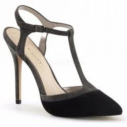 Pleaser AMUSE-17 Black Grey Suede 5 Inch High Heel Single Sole Shoes