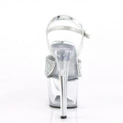 PLEASER SKY-309RS SILVER RHINESTONE 7 INCH HIGH HEEL PLATFORM SHOES SALE SIZE 7