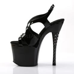 PLEASER DIAMOND-730 BLACK RHINESTONE 7 INCH HIGH HEEL PLATFORM SHOES SIZE 8