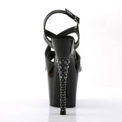 PLEASER DIAMOND-730 BLACK RHINESTONE 7 INCH HIGH HEEL PLATFORM SHOES SIZE 8