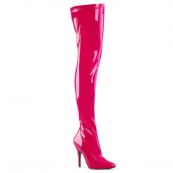 PLEASER SEDUCE-3000 HOT PINK SINGLE SOLE 5 INCH THIGH HIGH BOOTS SIZE 7
