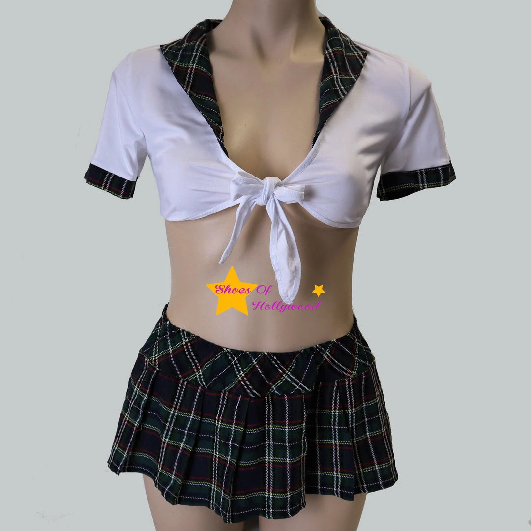 Shoes Of Hollywood ADULT SCHOOLGIRL COSTUME WHITE TOP 3 PIECE Costumes