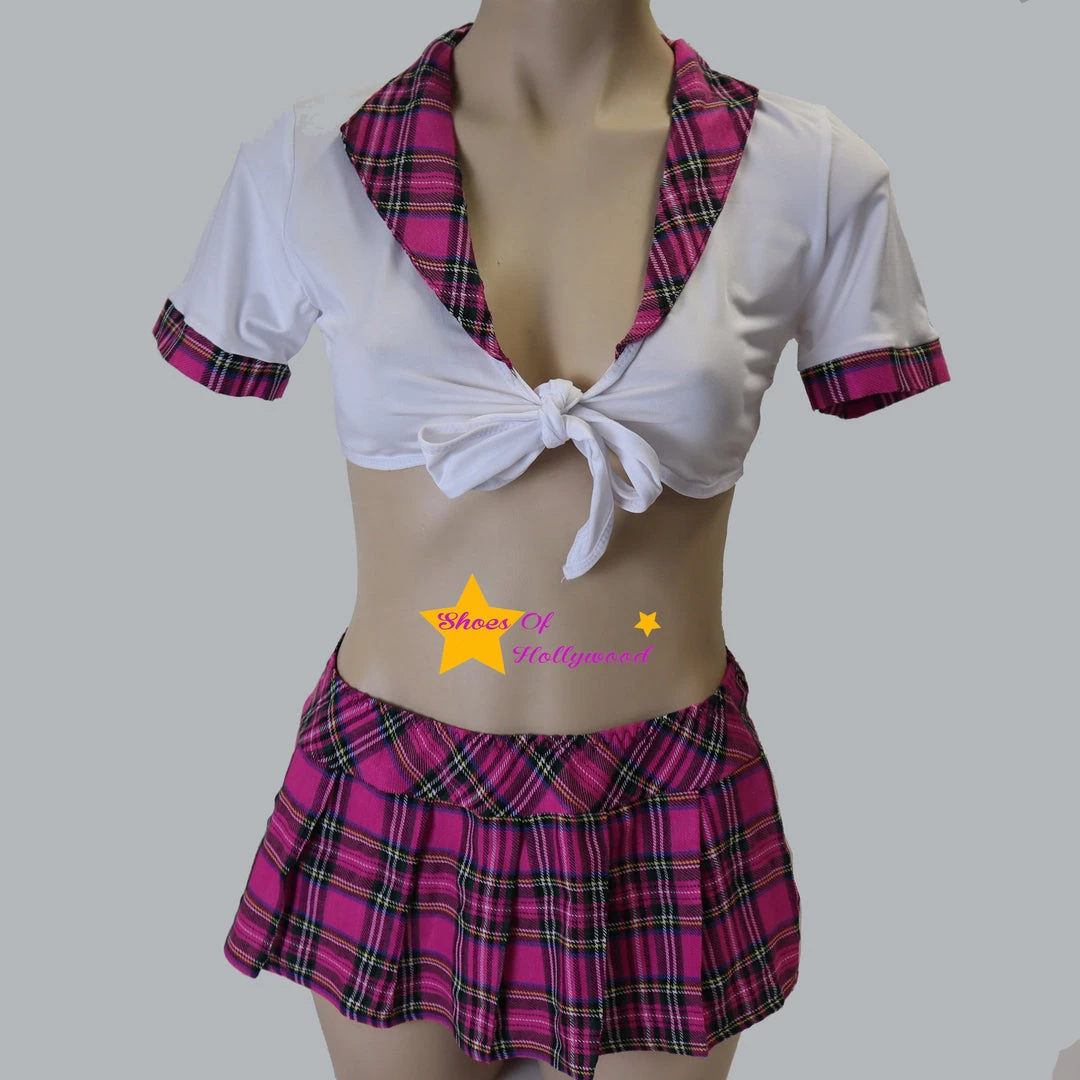 Shoes Of Hollywood ADULT SCHOOLGIRL COSTUME WHITE TOP 3 PIECE Costumes