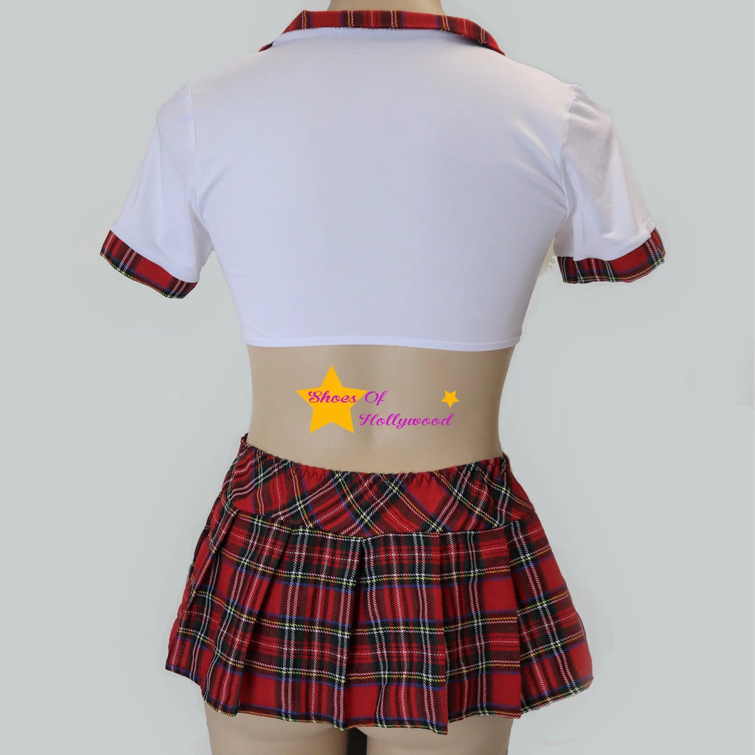 Shoes Of Hollywood ADULT SCHOOLGIRL COSTUME WHITE TOP 3 PIECE Costumes