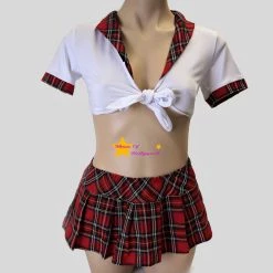 Shoes Of Hollywood ADULT SCHOOLGIRL COSTUME WHITE TOP 3 PIECE Costumes