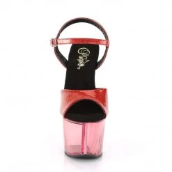 PLEASER SKY-309 RED TINTED GLITTER 7 INCH HIGH HEEL PLATFORM SHOES SIZE 7 SALE