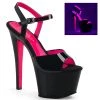 PLEASER SKY-309TT BLACK NEON PINK 7 INCH HIGH HEEL PLATFORM SHOES