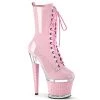 PLEASER SPECTATOR-1040 BABY PINK 7 INCH HIGH HEEL ANKLE BOOTS