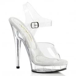 FABULICIOUS SULTRY-608 CLEAR BODY FITNESS 6 INCH HIGH HEEL SHOES SIZE 6 FABULICOUS