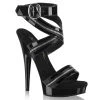 FABULICIOUS SULTRY-619 BLACK SHINY 6 INCH HIGH HEEL SHOES SIZE 8 FABULICOUS