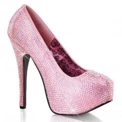 FABULICOUS FABULICIOUS TEEZE-06 BABY PINK RHINESTONE 5.75 INCH HIGH HEEL SHOES
