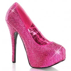 FABULICOUS FABULICIOUS TEEZE-06 HOT PINK RHINESTONE 5.75 INCH HIGH HEEL SHOES