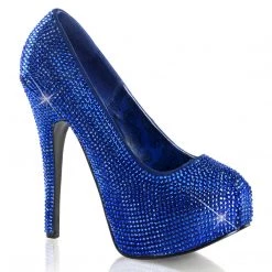 FABULICIOUS TEEZE-06 ROYAL BLUE RHINESTONE 5.75 INCH HIGH HEEL SHOES SIZE 9 FABULICOUS