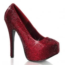 FABULICIOUS TEEZE-06 RUBY RED RHINESTONE 5.75 INCH HIGH HEEL SHOES SIZE 8 FABULICOUS