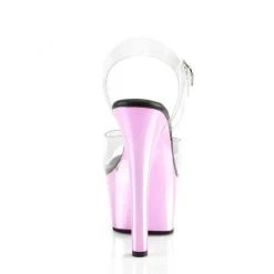 PLEASER ASPIRE-608 BABY PINK CHROME 6 INCH HIGH HEEL PLATFORM SHOES SIZE 7