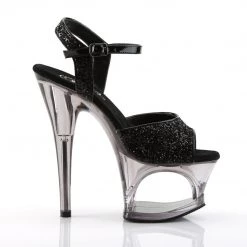 PLEASER MOON-710GT BLACK GLITTER 7 INCH HIGH HEEL PLATFORM SHOES SIZE 7