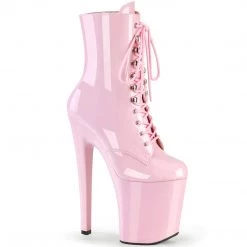 PLEASER XTREME-1020 BABY PINK 8 INCH HIGH HEEL ANKLE BOOTS