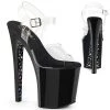 PLEASER XTREME-808CHS BLACK HOLOGRAPHIC STAR 8 INCH HIGH HEEL PLATFORM SHOES SIZE 9
